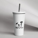 Insulated tumbler with a straw