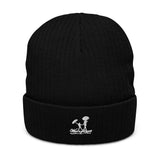 Ribbed Knit Beanie w/Wht Logo