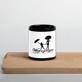 Black Glossy Mug w/Blk on Wht