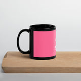 Black Glossy Mug w/Wht on Pnk