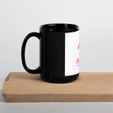 Black Glossy Mug w/Pnk on Wht