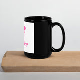Black Glossy Mug w/Pnk on Wht